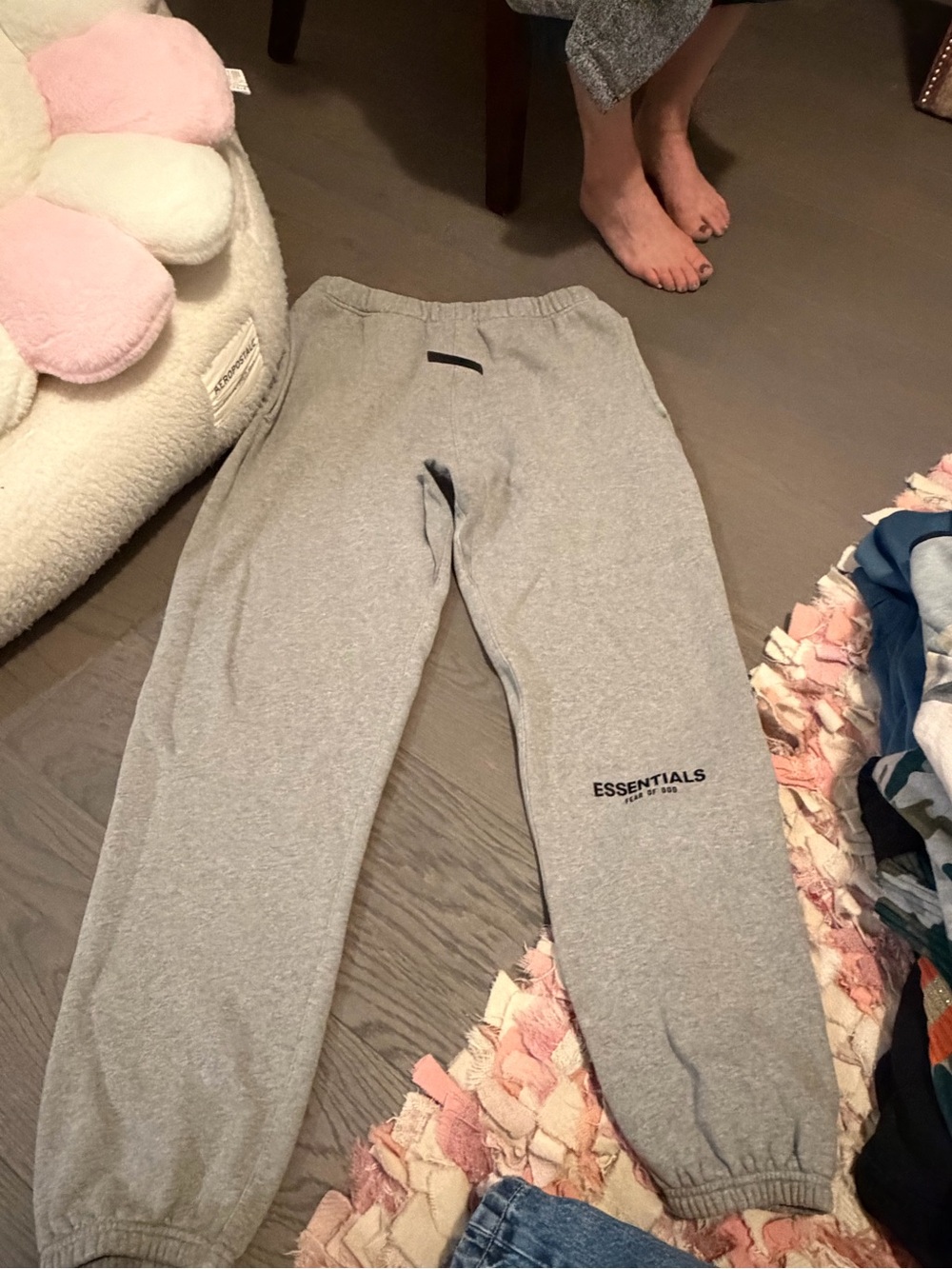 Essentials Light Grey Fleece-Lined Sweatpants